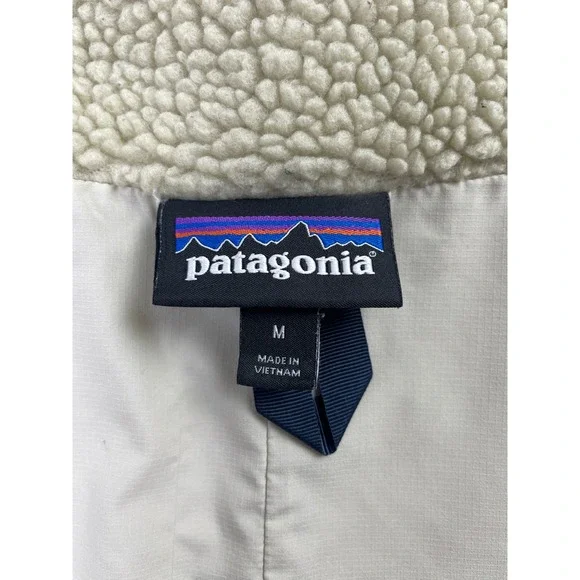 Patagonia Jacket Mens Medium Beige Snap Front Retro-X Pile Fleece Pockets Men M